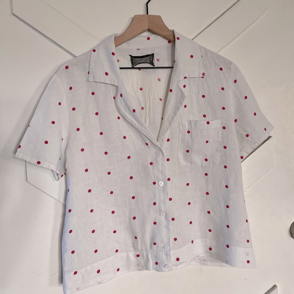 Reformation Cuba Top in Red White Polka dot size L